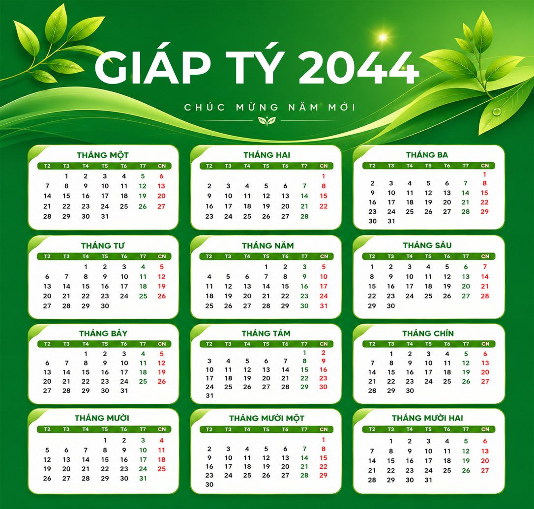 Xem lịch âm năm Giáp Tý 2044