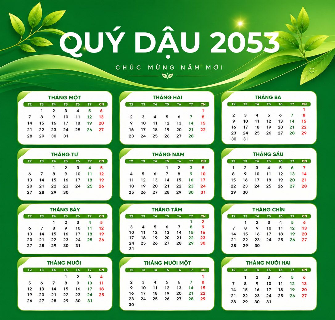 Xem lịch âm năm Quý Dậu 2053