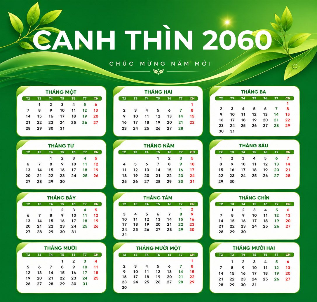 Xem lịch âm năm Canh Thìn 2060