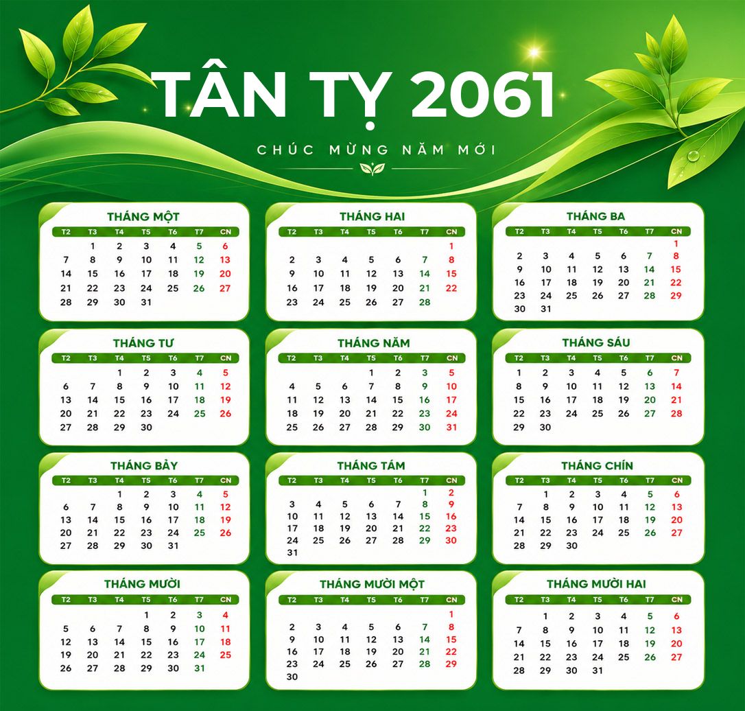 Xem lịch âm năm Tân Tỵ 2061