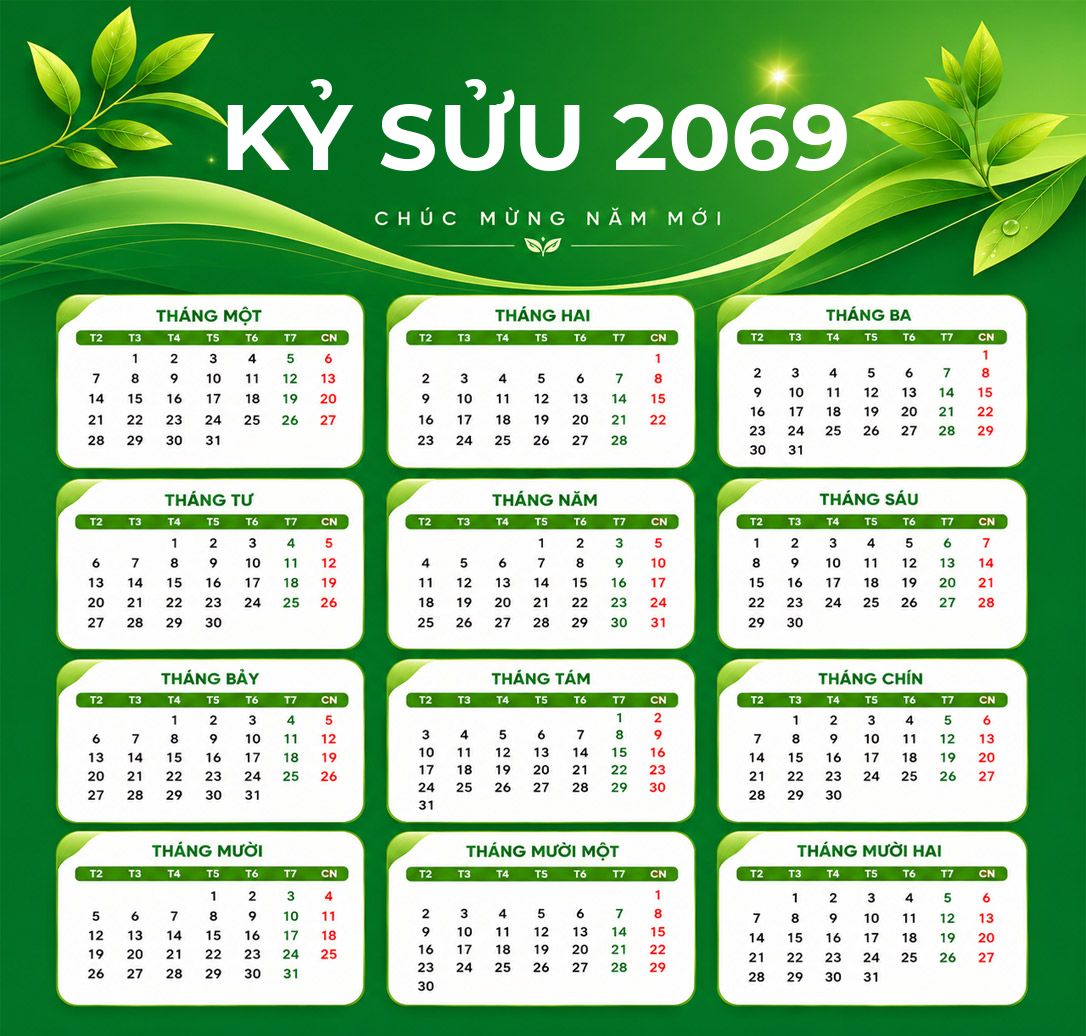 Xem lịch âm năm Kỷ Sửu 2069