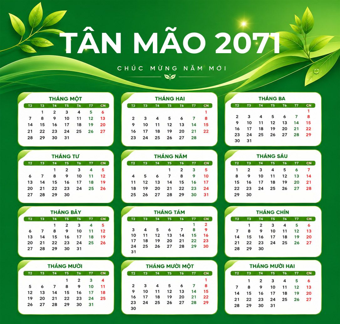 Xem lịch âm năm Tân Mão 2071